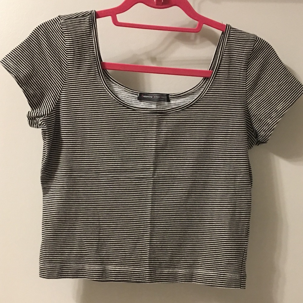 Black and white striped crop top
